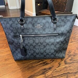 Coach Charcoal and Black Signature Tote